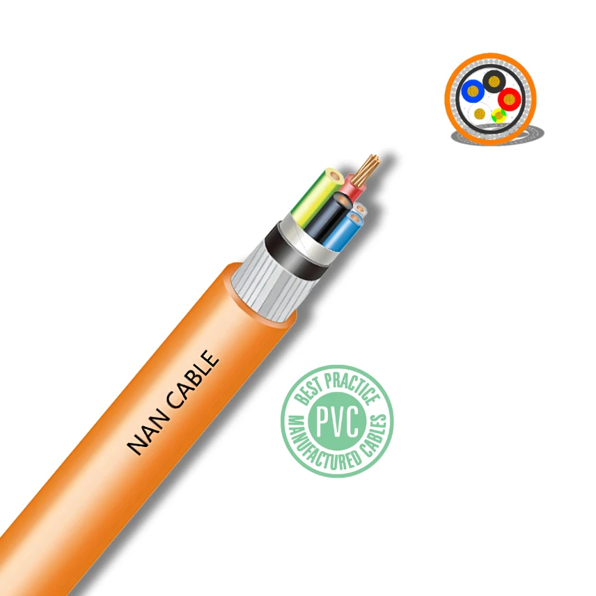 Orange XLPE PVC SWA 4C+E 0.6 1kV Circular